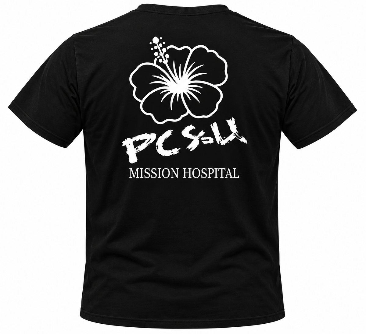 V-Neck Black T-shirt PCSU Hibiscus.