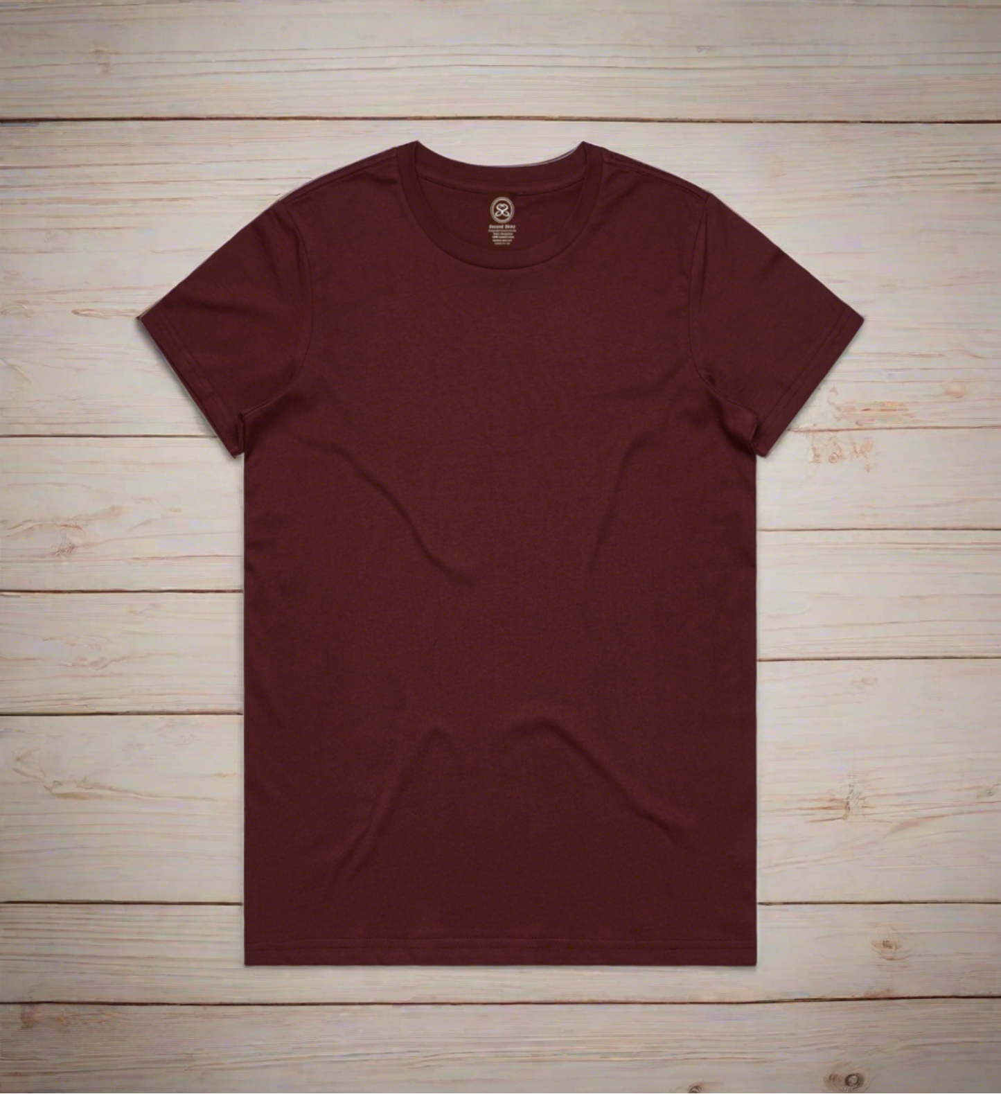 Women's T-Shirt Burgundy By Second Skinz