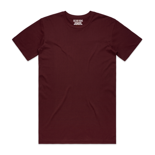 This medium weighted burgundy Iconic Classic T-Shirt from Second Skinz